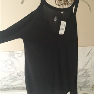 NWT Me to We UO Black Deep V split shoulder tee S